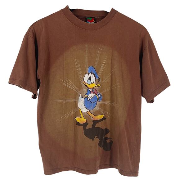 90s Disney Donald Duck brown tshirt 1990s vintage - Picture 1 of 6